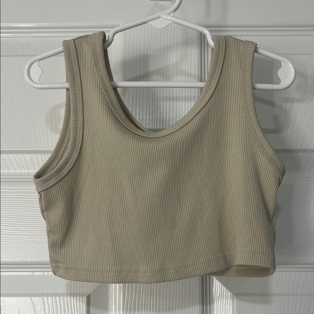 SHEIN Beige Ribbed Tank Crop Top